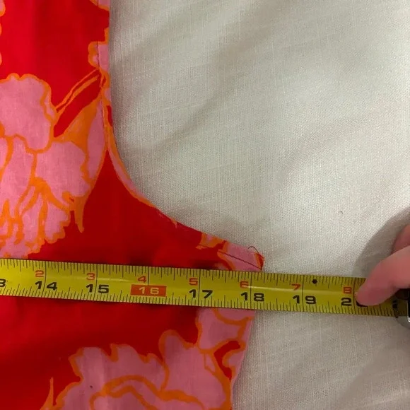 Floral sleveless babydoll boutique dress two Cumberland pink red flowers Size M - Picture 4 of 6